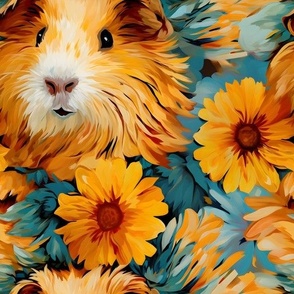 Guinea Pig in Sunflower Splendor