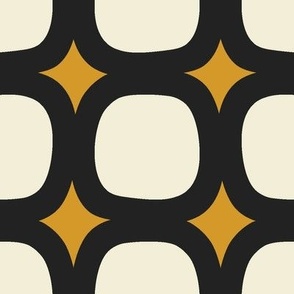 Lava Squares // x-large print // Pearl White Retro Shapes on Golden Marquee