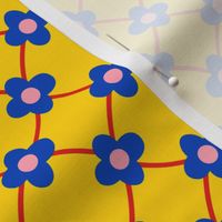 Lattice & Wallflowers // medium print // Big Top Blue Blossoms on Sunshine Swirl
