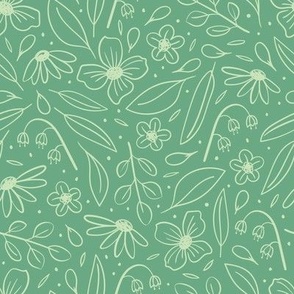 green summer flowers with echinacea & lily of the valley - large - maximalist doodle