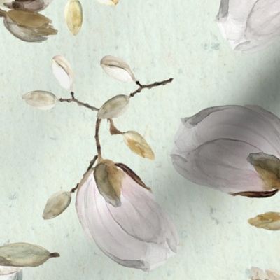 mint white flowers / watercolour