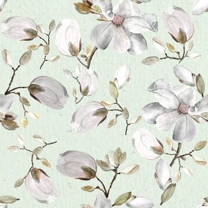 mint white flowers / watercolour