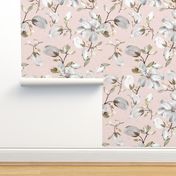 baby pink white florals / large