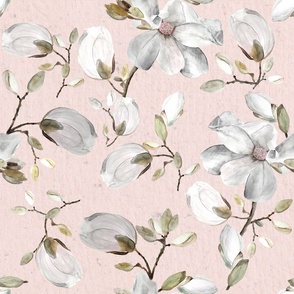 baby pink white florals / large