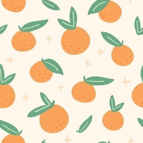 orange & green playful oranges with leaves - large - fun food design for kitchen and kids decor