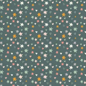 Tiny stars on teal - small scale