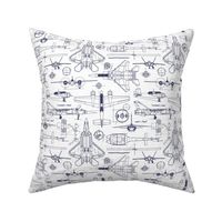Small Scale / Aircraft Blueprint / Navy on White Background