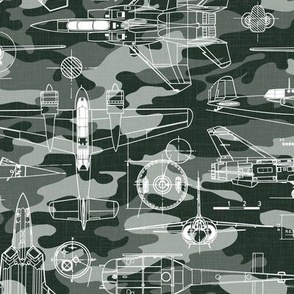 Medium Scale / Aircraft Blueprint / Olive Khaki Sage Camouflage Linen Textured Background