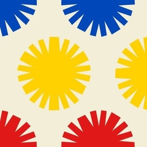 Pom Pom Lines // x-large print // Multicolored Shapes on Carousel Cream