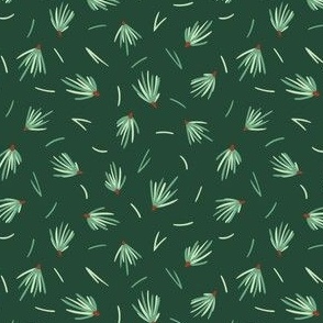 forest green evergreen tips and needles - small - festive pattern for Christmas & winter holidays
