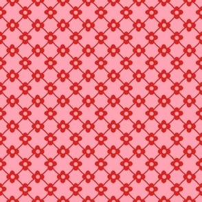 Lattice & Wallflowers Silhouette // small print // Red Blossoms on Pink