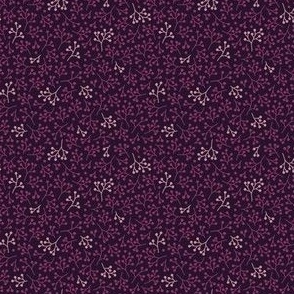 purple & black elderberry sprig ditsy - micro - autumn botanical herbalism kitchen