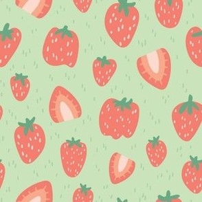 red & green strawberries and slices - large - fun food design for kitchen