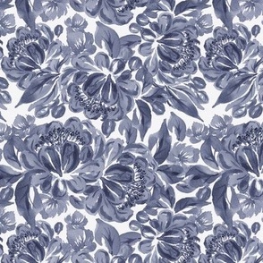 Small - Peony Bliss Garden - Toile -  Blue Hues