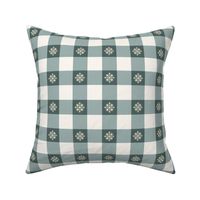 Gingham Checked Pattern cottagecore xmas iceblue with snowflake 