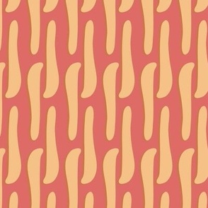 411 -  Large scale peach blush and warm coral organic s curve stacked linear shapes for retro wallpaper, home décor,  curtains, bed sheets,  apparel,  table cloths and napkins