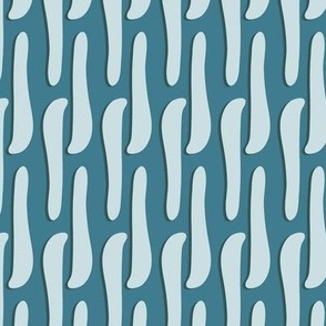 411 -  Large scale pale aqua and deep turquoise teal organic s curve stacked linear shapes for retro wallpaper, home décor,  curtains, bed sheets,  apparel,  table cloths and napkins