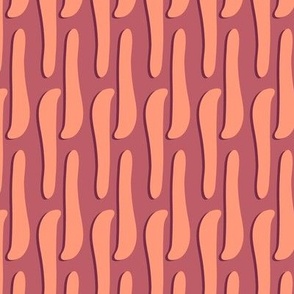 411 - Large scale coral candy and raspberry pink organic s curve stacked linear shapes for retro wallpaper, home décor,  curtains, bed sheets,  apparel,  table cloths and napkins