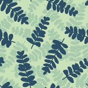 navy blue & mint green layered eucalyptus branches - large - bold botanical decor