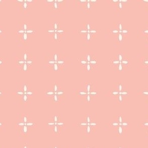  pink and white minimalist flower cross in a geometric pattern for quilting, bows, accessories and blenders / small/ easter