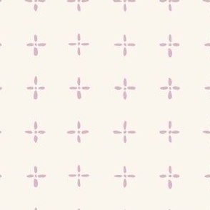 lilac  purple and white minimalist flower cross in a geometric pattern for quilting, bows, accessories and blenders / small/ easter