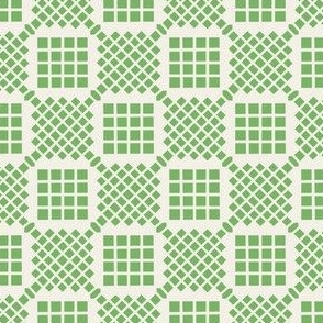 Spring Bud Green Lattice Check Pattern - Refreshing Country Cottage Design