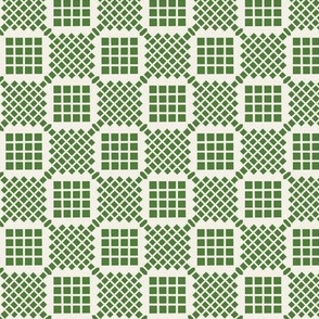 Spring  Green Lattice Check Pattern - Lush Country Cottage  Design