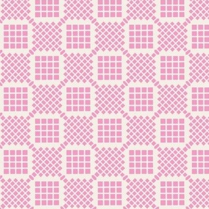 Spring Party Pink Lattice Check - Chic Country Cottage  Design