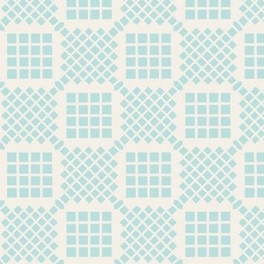 Spring Blue Lattice Check Pattern - Serene Country Cottage Textile Design