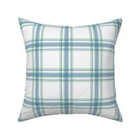 Parker Plaid - French Blue/Green on White, Medium Scale