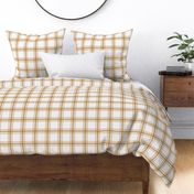 Parker Plaid - Ochre/Pink on White, Medium Scale