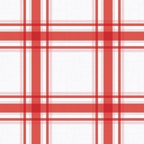 Parker Plaid - Red/Pink on White, Medium Scale