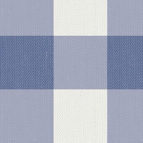 Twill Textured Gingham Check Plaid (3" squares) - Blue Nova and Dove White  (TBS197)