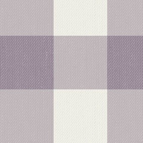 Twill Textured Gingham Check Plaid (3" squares) - Hazy Lilac and Dove White  (TBS197)