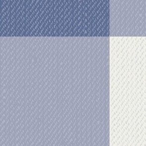 Twill Textured Gingham Check Plaid (6" squares) - Blue Nova and Dove White  (TBS197)