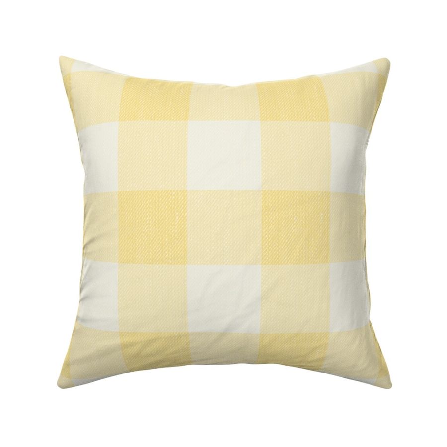 Gingham Check Plaid (3" squares) - Bright Yellow & White