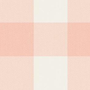Twill Textured Gingham Check Plaid (3" squares) - Teacup Rose and Dove White  (TBS197)