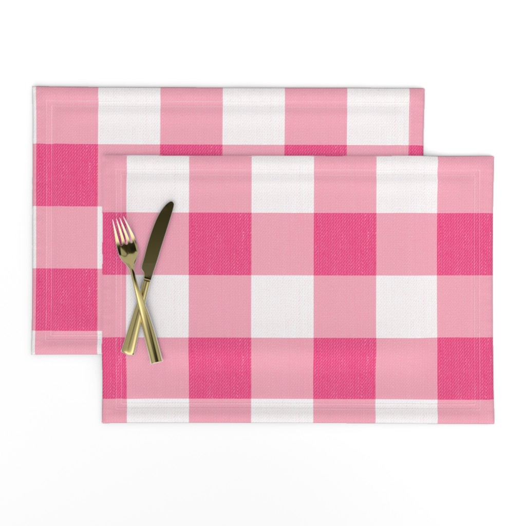 Gingham Check Plaid (3" squares) - Eucalyptus Pink & White