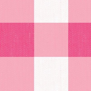 Twill Textured Gingham Check Plaid (3" squares) - Eucalyptus Flower Pink and White  (TBS197)
