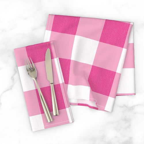 Gingham Check Plaid (3" squares) - Rose Pink & White