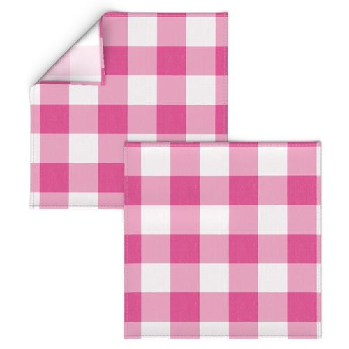 Gingham Check Plaid (3" squares) - Rose Pink & White