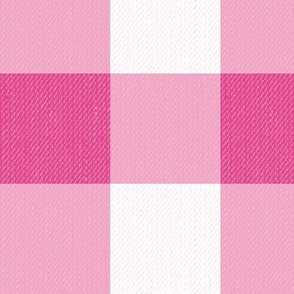 Twill Textured Gingham Check Plaid (3" squares) - Rose and White  (TBS197)