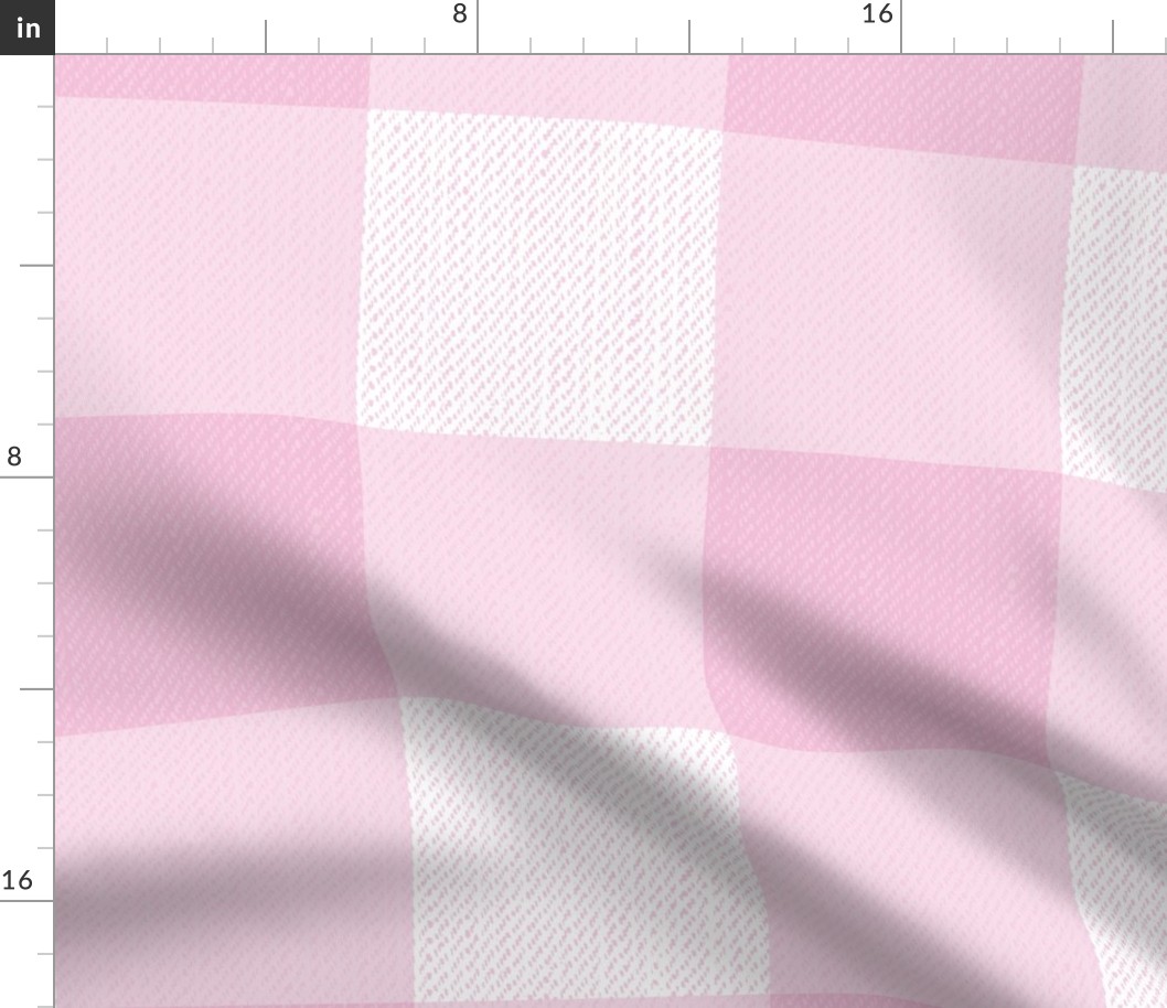 Twill Textured Gingham Check Plaid (6" squares) - Azalea Pink and White  (TBS197)