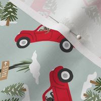 Christmas Tree Trucks with Dogs Toss - Medium Scale