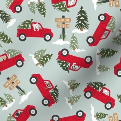 Christmas Tree Trucks with Dogs Toss - Medium Scale