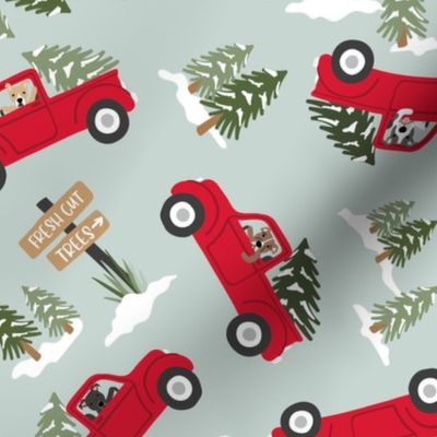 Christmas Tree Trucks with Dogs Toss - Large Scale