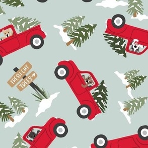 Christmas Tree Trucks with Dogs Toss - Large Scale