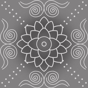 Serene Lotus Blooms - Monochromatic Grey Variation