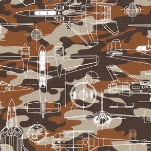 Medium Scale / Aircraft Blueprint / Rust Maroon Beige Camouflage Linen Textured Background