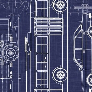Large Scale / Rotated / City Traffic Blueprint / Navy Background